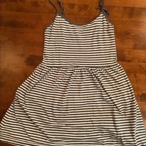 Gap cotton grey and white striped dress